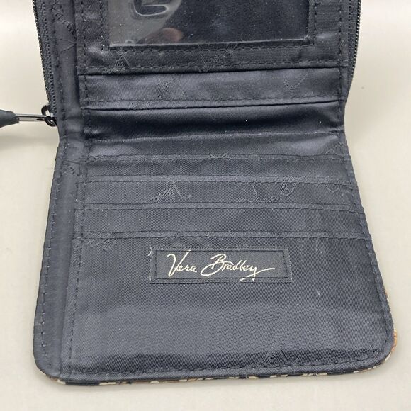 Vera Bradley Caffe Latte Wallet Brown Paisley Zip/Snap Quilted 2008 4.5'x4" - Picture 4 of 6
